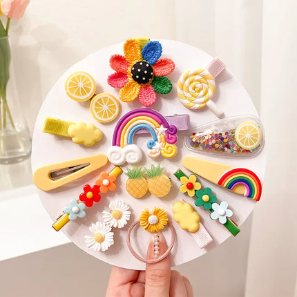 Children's Hair Clip Toddlers Headgear Little Girl Hair Clips Cute Princess Fruit Rabbit Rainbow Barrettes Baby Bangs Headdress