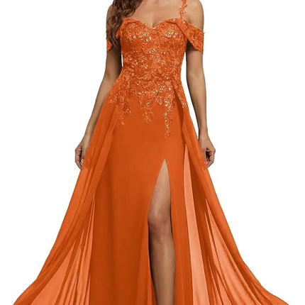 Sequin Lace Mother of The Bride Dresses for Woman with Slit Spaghetti Straps Long Formal Evening Dress