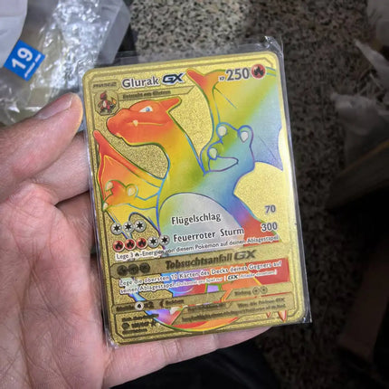 Pokemon Metal Cards in Deutsch Terastal Pikachu Arceus Charizard DIY Trading Flash Card Anime Cartoon Gift