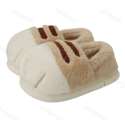 Winter Warm Women Home Slipper Fuzzy Cat Tiger Paw Claw Fur Plush Indoor Lazy Man Thermal Furry House Shoe Funny Flat Flip Flop