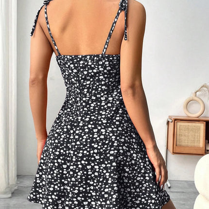 Ladies Spring Summer Elegant Casual Y2K Sexy Floral Print Invisible Zipper A-Line Mini Dress Women's Fashion Retro Skirt
