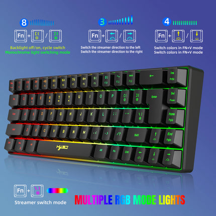 68-key Gaming Keyboard And Mouse Kit RGB Backlit Portable Game Wired Membrane Keyboards Wireless Mice Mause For - product ima