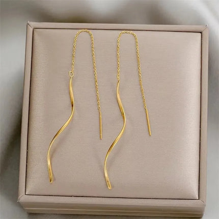 French Luxury Sweet Romantic Long Zircon Tassel Twisted Earrings for Women Temperament Wedding  Banquet Jewelry Gift