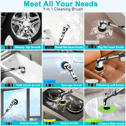 TINSOL Multifunctional Electric Cleaning Brush 11 in 1 Voice Cordless Smart Rotating Cleaning Brush Kitchen Cleaning Brush