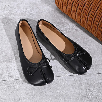 Soft Split Toe Tabi Ballet Flats Women Bowknot Leather Round Toe Ballerina Shoes Low Heel Slip On Loafers Casual Moccasins 2026