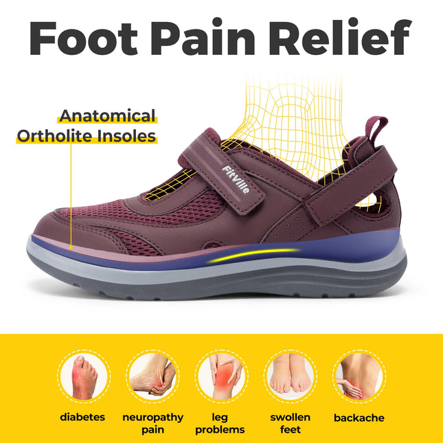 Fitville Women's Sandals Mary Jane Casual Shoes Widened Toe For Swollen Feet Lightweight Breathable Outdoor Elderly Shoes Sandal
