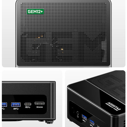 AOOSTAR GEM12+ Mini PC Barebone, AMD Ryzen 7 8845HS, High Performance Mini Desktop PC, Dual USB4 Port, Gaming Office Business