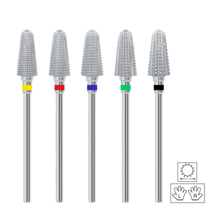 5 In 1 Carbide Nail Drill Bits Dual Rotation Volcano Tornado Milling Cutter Nails Polishing Gel Remover Manicure Tools 3/32"