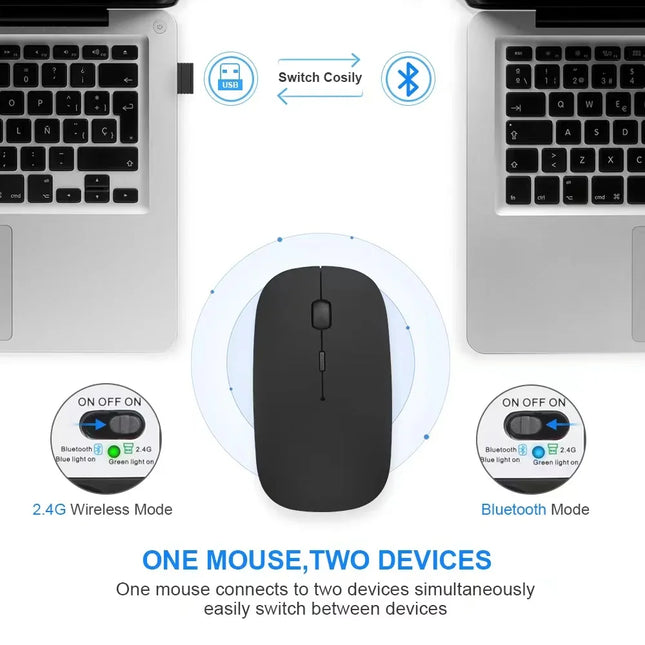 Rechargeable Wireless Mouse Bluetooth-compatible 2.4GHz Dual Modes Computer Mice with Nano Receiver for PC Laptop - product i