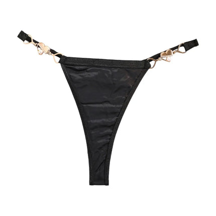 Sweet Low Waist Satin Silk Panties Cotton Crotch Heart Buckle Satin Underpants Briefs Lingerie Thin Belt Thong Gifts