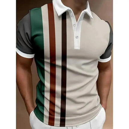 Men's Polo Shirts And short-sleeved Sport Pullovers With Buttons And collars, Summer Casual Striped Button Collar Trend T-shirts