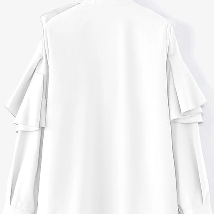 ZANZEA Vintage Solid Office Blouse Women Ruffled Stitching Street Shirts Spring 3D Long Sleeve Tops Casual Loose Buttons Tunics