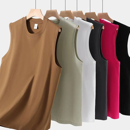 220g Customize Your custom Adult Sleeveless Cotton Men Vest Tshirt Tops Fashion Summer Trend DIY Tee Man Streetwear Men Clothing