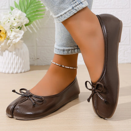 Soft Split Toe Tabi Ballet Flats Women Bowknot Leather Round Toe Ballerina Shoes Low Heel Slip On Loafers Casual Moccasins 2026