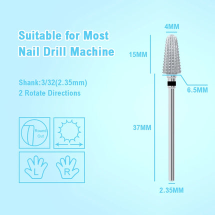 5 In 1 Carbide Nail Drill Bits Dual Rotation Volcano Tornado Milling Cutter Nails Polishing Gel Remover Manicure Tools 3/32"