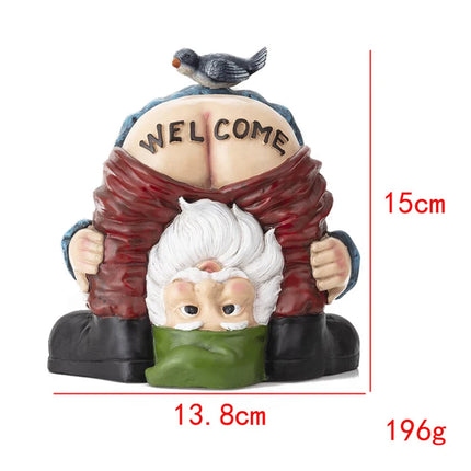 Funny Garden Gnome Statue Prank Dwarf Resin Doll Craft For Garden Entrance