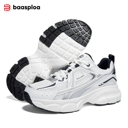 Baasploa Women Running Shoes Lightweight Breathable Sport Shoes Female Comfort White Casual Sneakers Height Increase Cushioning