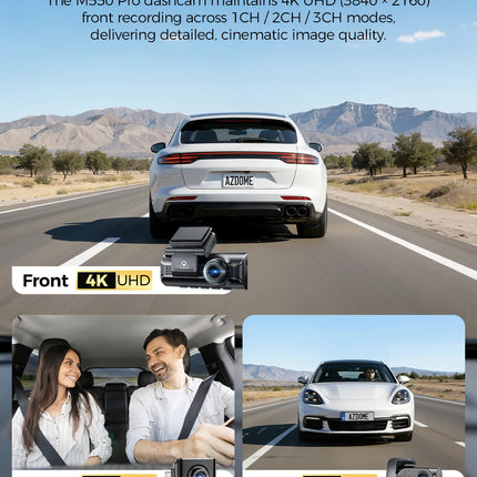 AZDOME M550 Pro 3-Channel Dash Cam 4K+1K+2.5K Car Camera Voice Control Built-in 5.8Ghz WiFi GPS ADAS IR Night Vision 24H Parking
