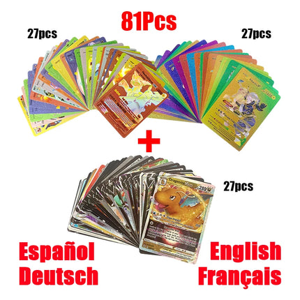 81-36Pcs Pokemon Cards German Spanish French English Vmax GX Energy Card Pikachu Rare Collection Battle Trainer Boys Gifts Toys