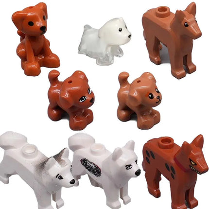 MOC Animal Scene Building Blocks Cats Dogs Sheep Pigs Chickens Eagle Parrots Dolphin Zoo Fram Accessories DIY Toys Bricks T14