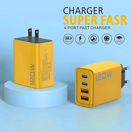 120W Multi Port USB USB-C Quick Fast Charger PD QC3.0 Wall Power Adapter EU US UK Plug For iPhone 17 16 15 14 - product image