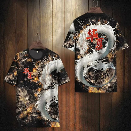 New Chinese Style T-Shirts Dragon Totem 3D Print Men Women Tees Short Sleeve Round Neck T Shirt Harajuku Y2K Tops Men's Clothing