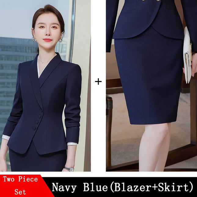 Novelty Blazers Suits Spring Long Sleeve Formal Professional Business Work Wear Suits with Skirt and - product image 7