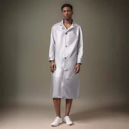 Hot Selling in Stock Men's Extended Trench Coat Men's Fashion ExtendedPULeather Slim Fit Fashion Leather Coat