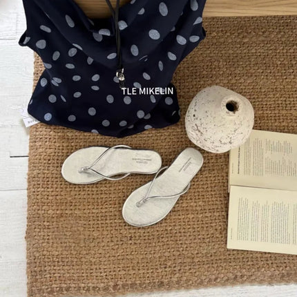 Korean Style Thin Strap Herringbone Flip-flops Summer Sandals 2026 New Anti-slip Lightweight Flat Fashion Toe-post Slippers