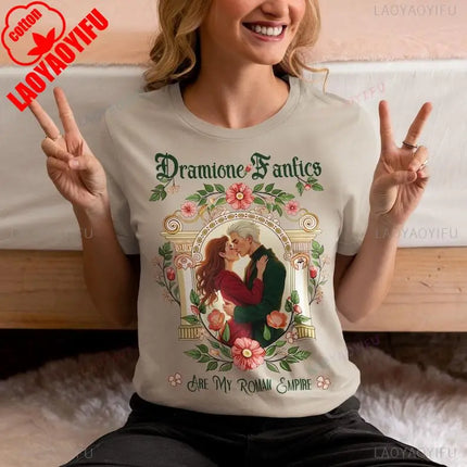 Dramione Fanfics Are My Roman Empire Cotton T-Shirt Booktok Era Manacled Fans Fanfiction Reader Book Lover Gift Bookish Shirt