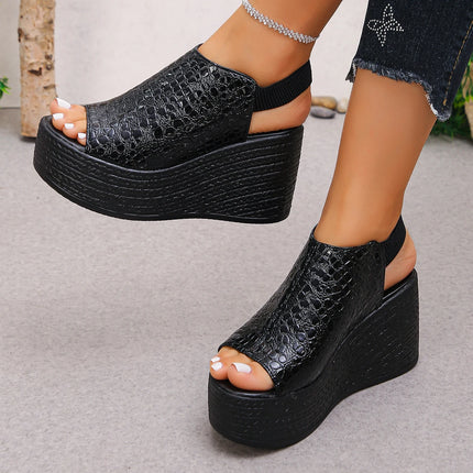 2026 New Women's Solid Color Waterproof Platform Wedge Heel Open Toe Sandals Summer Fashion Fish Mouth Outdoor Casual Sandals