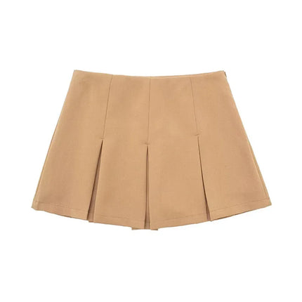 2025 New High Waisted Pleated Skirt Women Fashion Streetwear Side Zipper Mini Skirts Woman Casual All-Match Basic A-Line Skirts