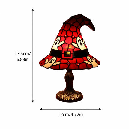 Stained Glass Witch Hat Lamp USB Powered Creative Table Lamp Night Light For Living Room Home Bedroom Decoration Halloween