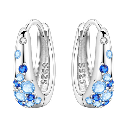 Orstarry 925 Sterling Silver Blue Zircon Starry Sky Earring Original Jewelry Hoop Earrings Women Jewelry Party Trendy Gifts
