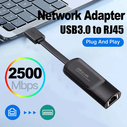 2500Mbps Ethernet Adapter 2.5G USB 3.0 Type C to RJ45 Network Card Wired Ethernet Gigabit Adapter 100/1000M Lan for MacBook iPad