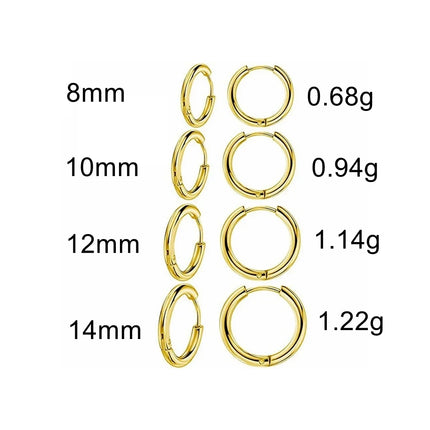 2pc G23 Titanium Hoop Earrings for Men Women Teen 8mm 10mm 12mm 14mm Round Circle Ear Ring First Piercing Hypoallergenic Jewelry