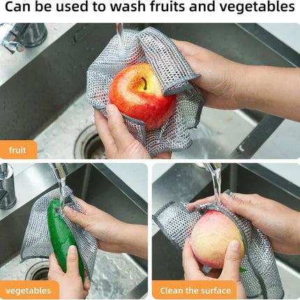 Rags For Kitchen Scrubber Wire Dishcloth Thickened Double-sided Metal Steel Cleaning Towel Pot Dish Washing Cloths - product