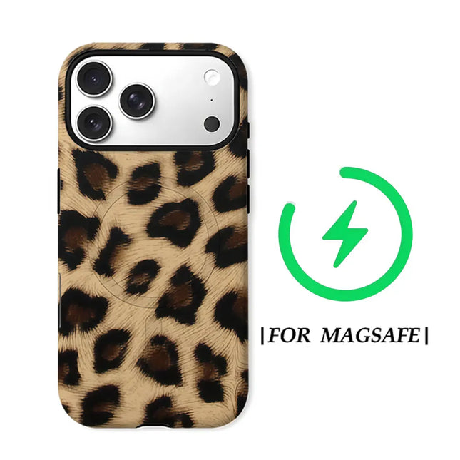 Funda Aurbe Matte 2 en 1 con MagSafe para iPhone 17 16 15 14 Plus 17 Pro Max, a prueba de golpes, carcasa rígida, estampado clásico de leopardo