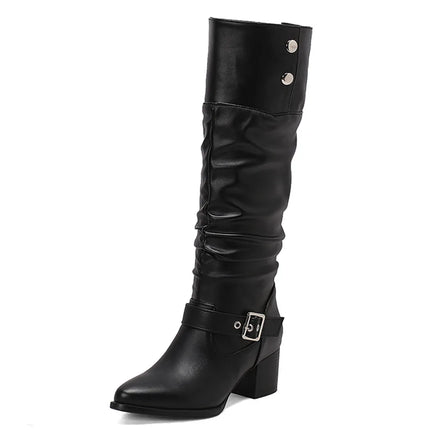 Big size 43 High Quality Wasteland Vintage Brown Maillard style Boots Retro Black Height increased Shoes Women Knee High Boots