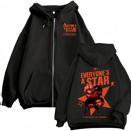 2026 5 Seconds of Summer Everyone's A Star World Tour Zip Up Hoodies Men Women Harajuku Hip Hop Gothic Jacket Sweatshirt Hoodie