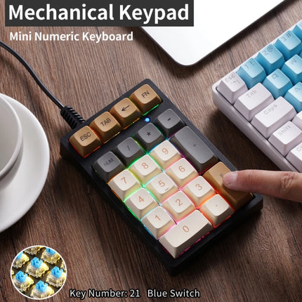 Numeric Keypad Numpad Mechanical Keyboard RGB Light One Hand Keyboard Financial Accounting Laptop Computer Keyboard Wired T21