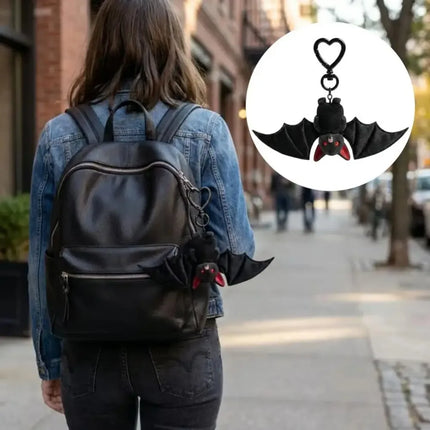 Plush Black Bat Keychain Gothic Transformable Bat Key Ring Pendant Backpack Bag Purse Charm Halloween Gift Gothic Bat Keyring
