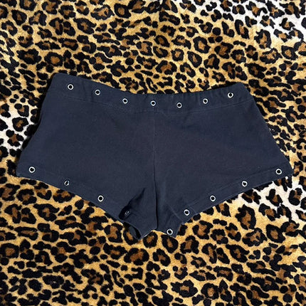Black casual fashion willow nail print Y2K sexy slim fit versatile low waist Gothic hip-hop street men's and women's fashion emo