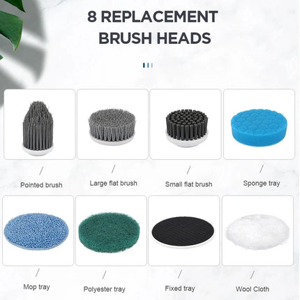 8-in-1 Multifunctional Electric Cleaning Brush Bathroom Kitchen Brush Cleaning  With LED NightLight Rotatable Household Brush