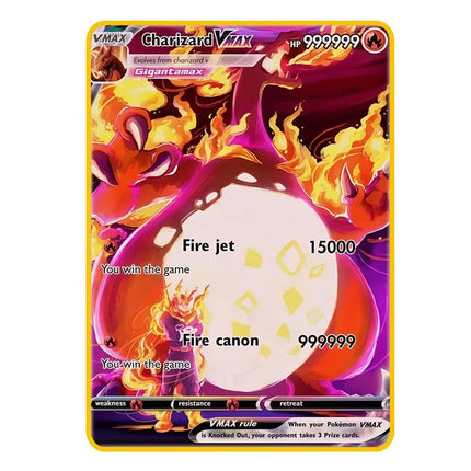 2026 NEW Pokemon Metal Card 10000 Points Arceus Charizard Super Card Golden English Mewtwo Vmax GX EX Anime Collection Card Gift