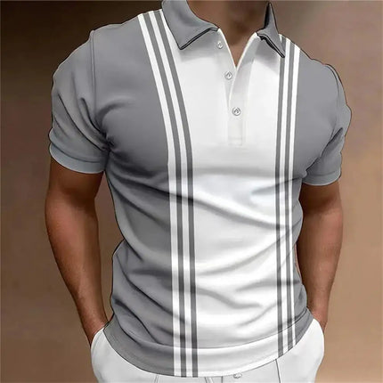 Men's Polo Shirts And short-sleeved Sport Pullovers With Buttons And collars, Summer Casual Striped Button Collar Trend T-shirts