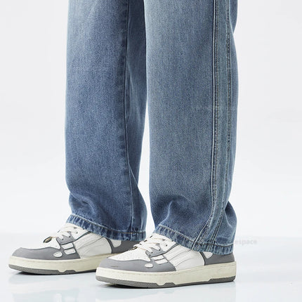 Stretch Jeans Men's 2024 New Lyocell Fabric High Quality Soft Loose Wide Pants Elastic Waist Casual Denim Trousers Streetwear