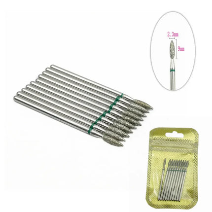 10pcs Nail Milling Cutter Set Diamond Stone Electric Manicure Drills Nail Drill Cuticle Clean Bits Burr Accessories Nail Art