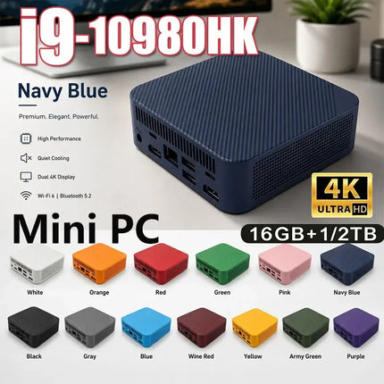 Mini PC Computer Inte i9 10980HK 8GB 16GB RAM 1TB 2TB M.2 SSD Windows 11 Gaming Computer PC WiFi6 BT5.2 Portable Mini Desktop PC