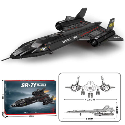 1733PCS SR-71 Blackbird Fighter Building Blocks Military Aircraft Model Bricks Set Collection Display Kids Toys Holiday Gifts